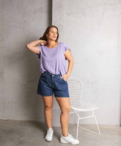 2235 - Short Volga - Jean Rígido con Elástico en Cintura Trasera