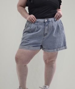 70006 - Short Jean - Rigido c/Elastico en Cintura y Pinzas Delanteras